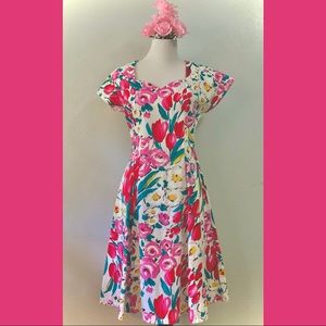 White Floral Vintage Style Summer Dress